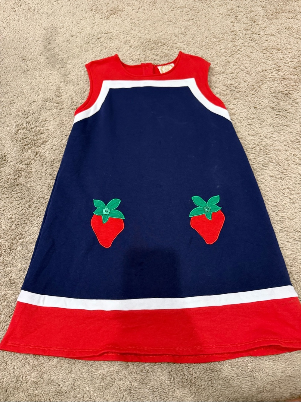 The Beaufort Bonnet Company Girls Size 8 Strawberry Applique Sleeveless